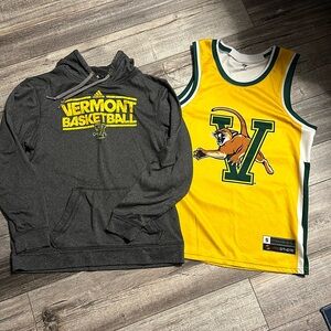 GUC University of Vermont UVM Basketball Jersey & Sweatshirt Sz S